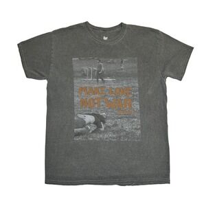Woodstock Make Love Not War Graphic T Shirt Mens Small S Gray Vintage Inspired